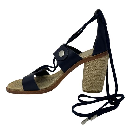 Rag & Bone Eden Leather and Jute Gladiator Sandals in Navy Size 37.5 - Picture 3 of 8